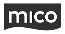 Mico logo with white text on a black background.