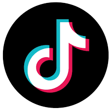 TikTok logo with a black circular background and the app's colorful musical note symbol.