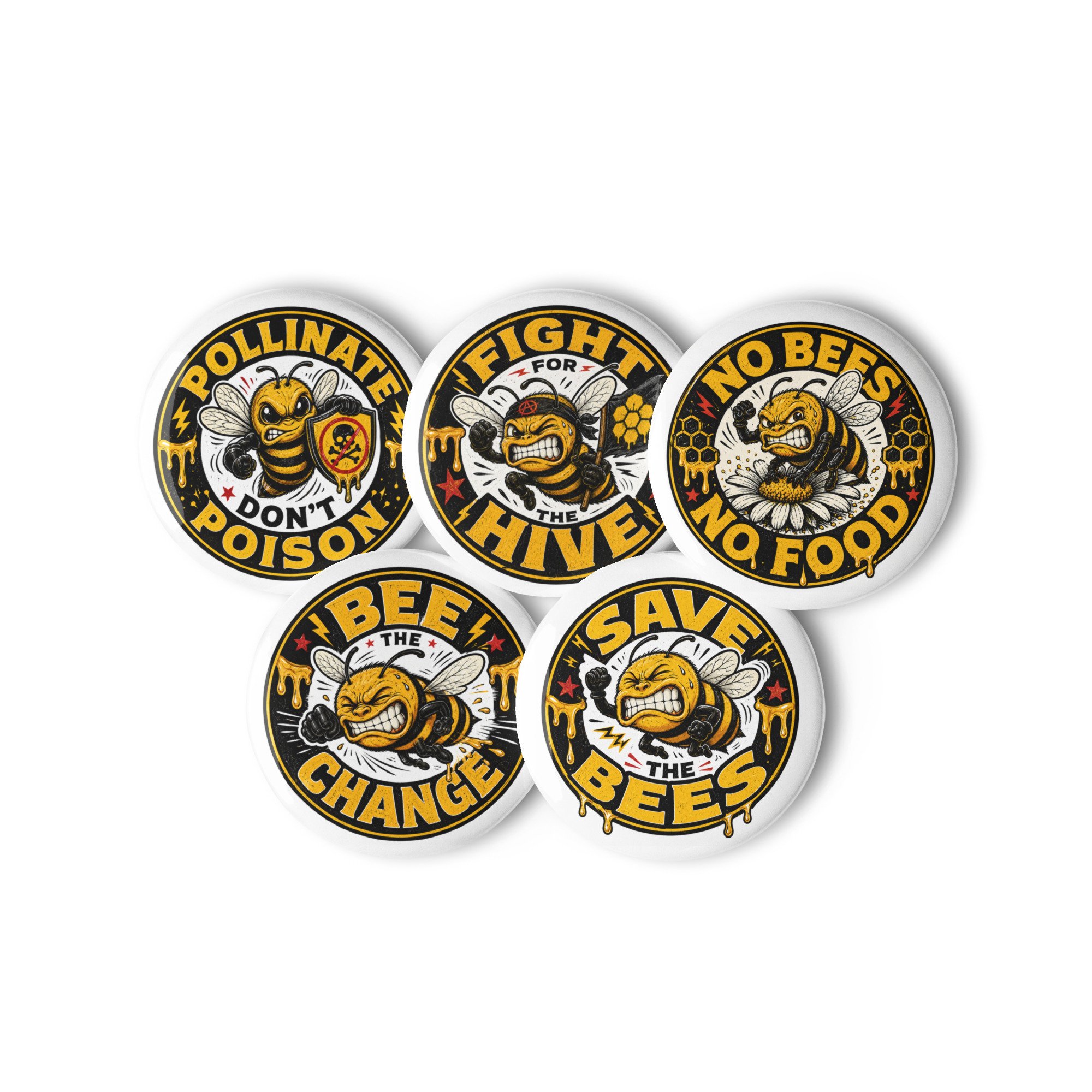Save the Bees Rebel Button Pack – 5 Large Pins