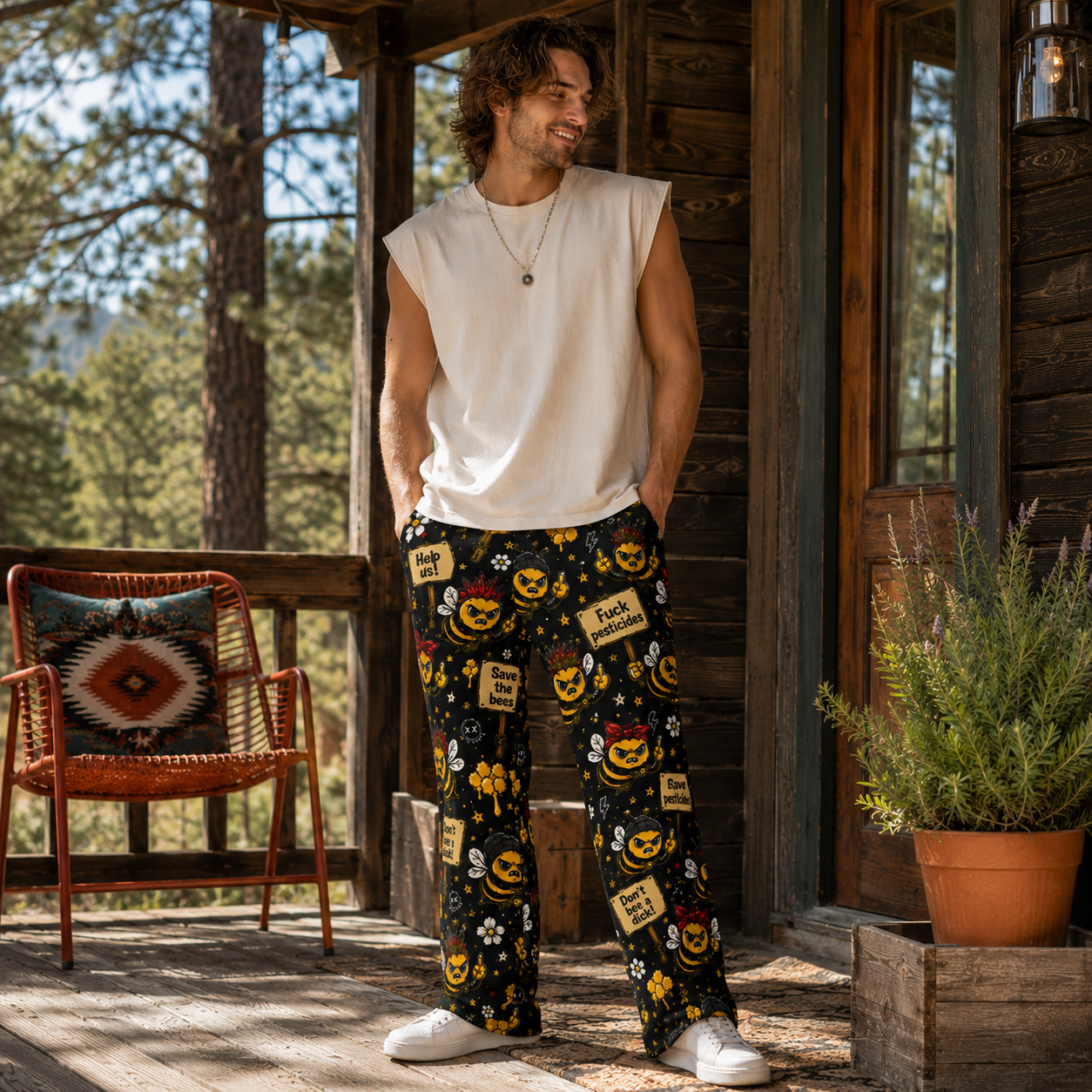 Don’t Bee a Dick | Save The Bees | Wide-Leg Pants