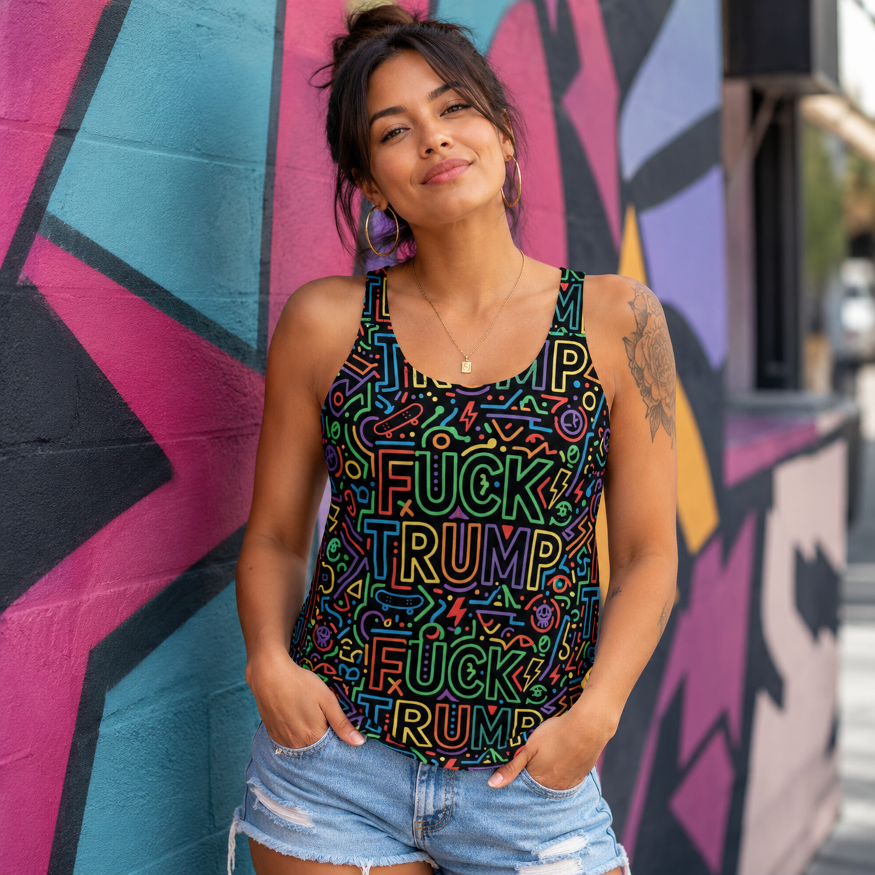 F*CK Trump NEON Model Mockup Female.png
