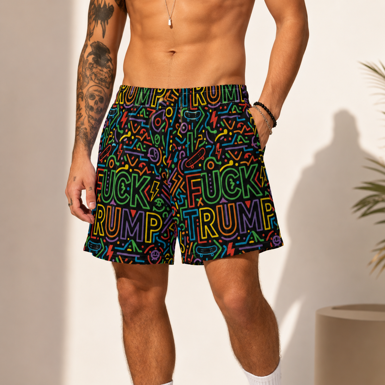 F*ck Trump Neon Chaos Unisex Shorts