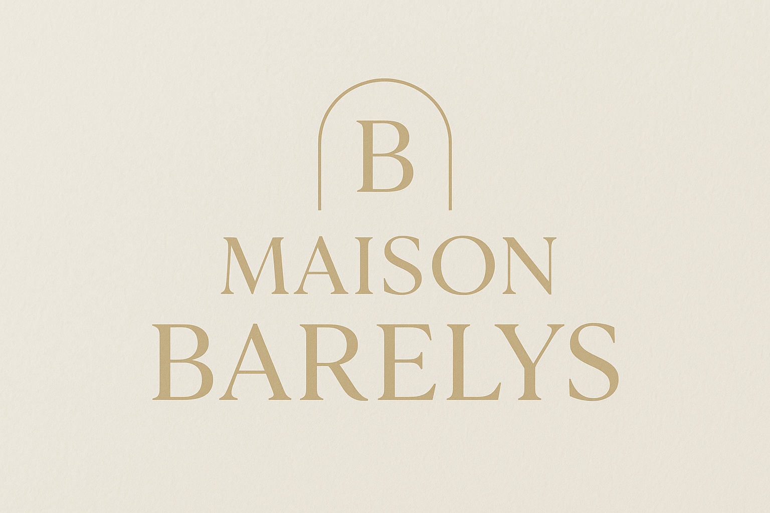Logo with the letter 'B' inside an arched outline, and the words 'MAISON BARELYS' beneath it on a beige background.