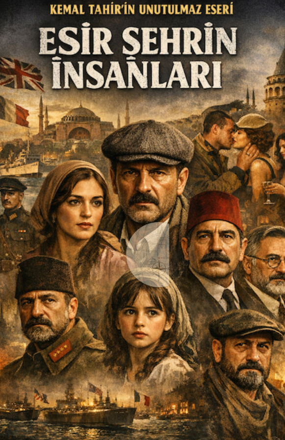 Esir Şehrin İnsanları, Esir Şehrin İnsanları romanından ilham alan bu görsel; işgal altındaki İstanbul’un dramatik atmosferini yansıtır. Görselde, farklı sosyal kesimlerden erkek ve kadın karakterler ile askerî üniformalı figürler yer almakta
