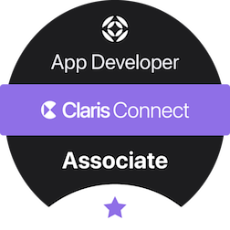 Claris Connect App Developer Associate certification badge