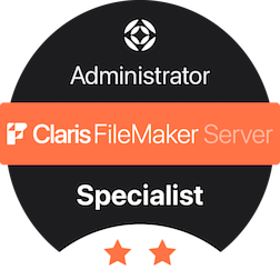 Claris FileMaker Server Administrator Specialist certification badge