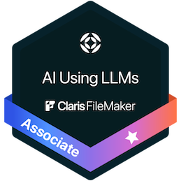 Claris AI Using LLMs Associate certification badge