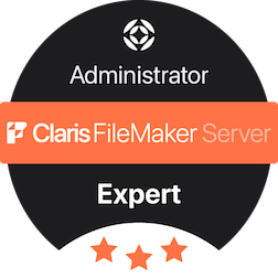 Claris FileMaker Server Administrator Expert certification badge