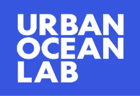 Logo for Urban Ocean Lab with white text on a blue background.