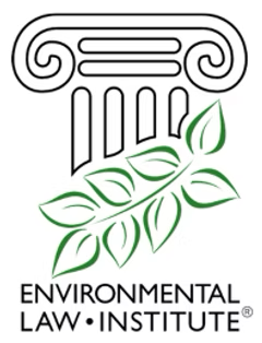 Logo of Environmental Law Institute with a stylized column and green leaves