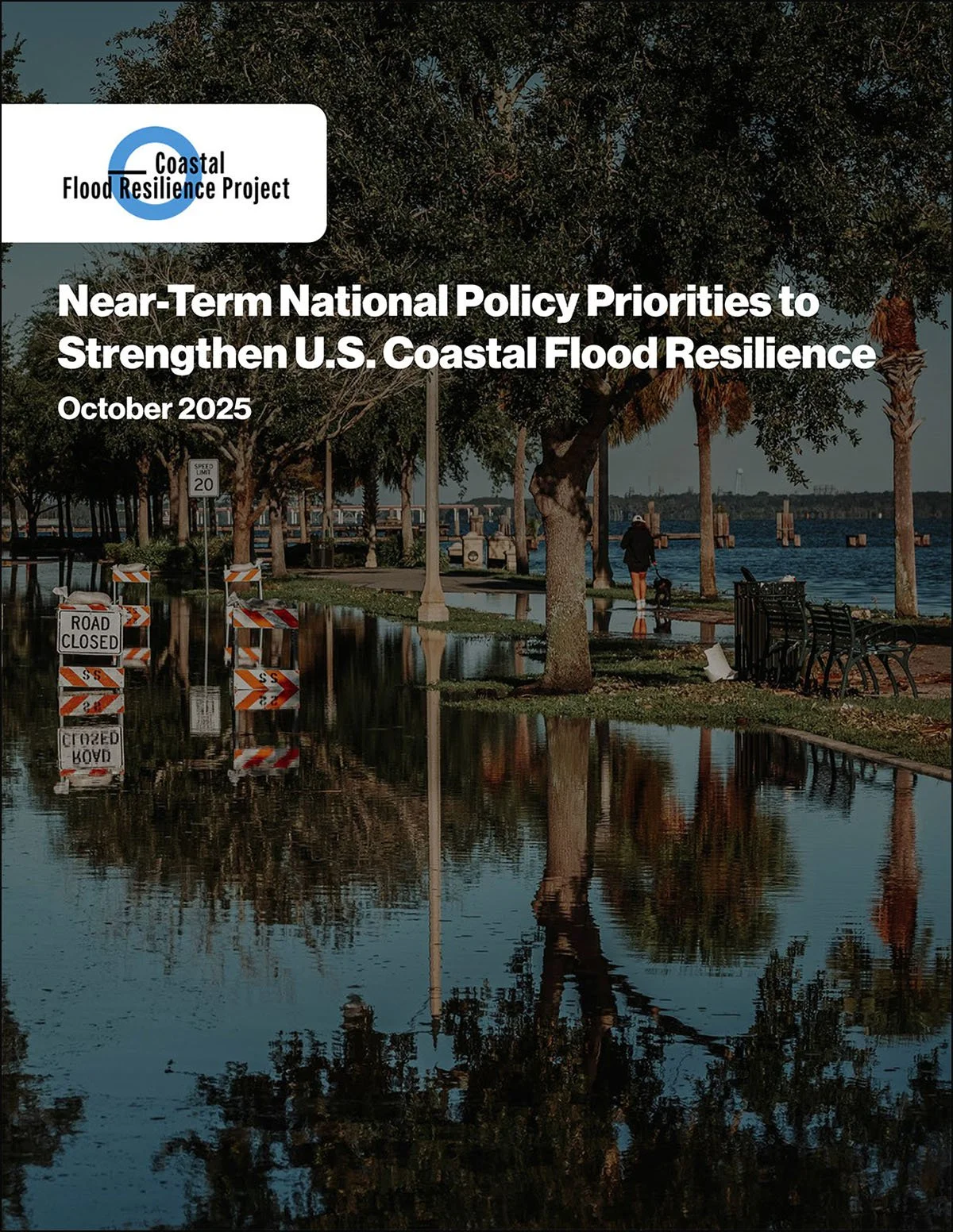 The cover of a report with a photo of a flooded street.