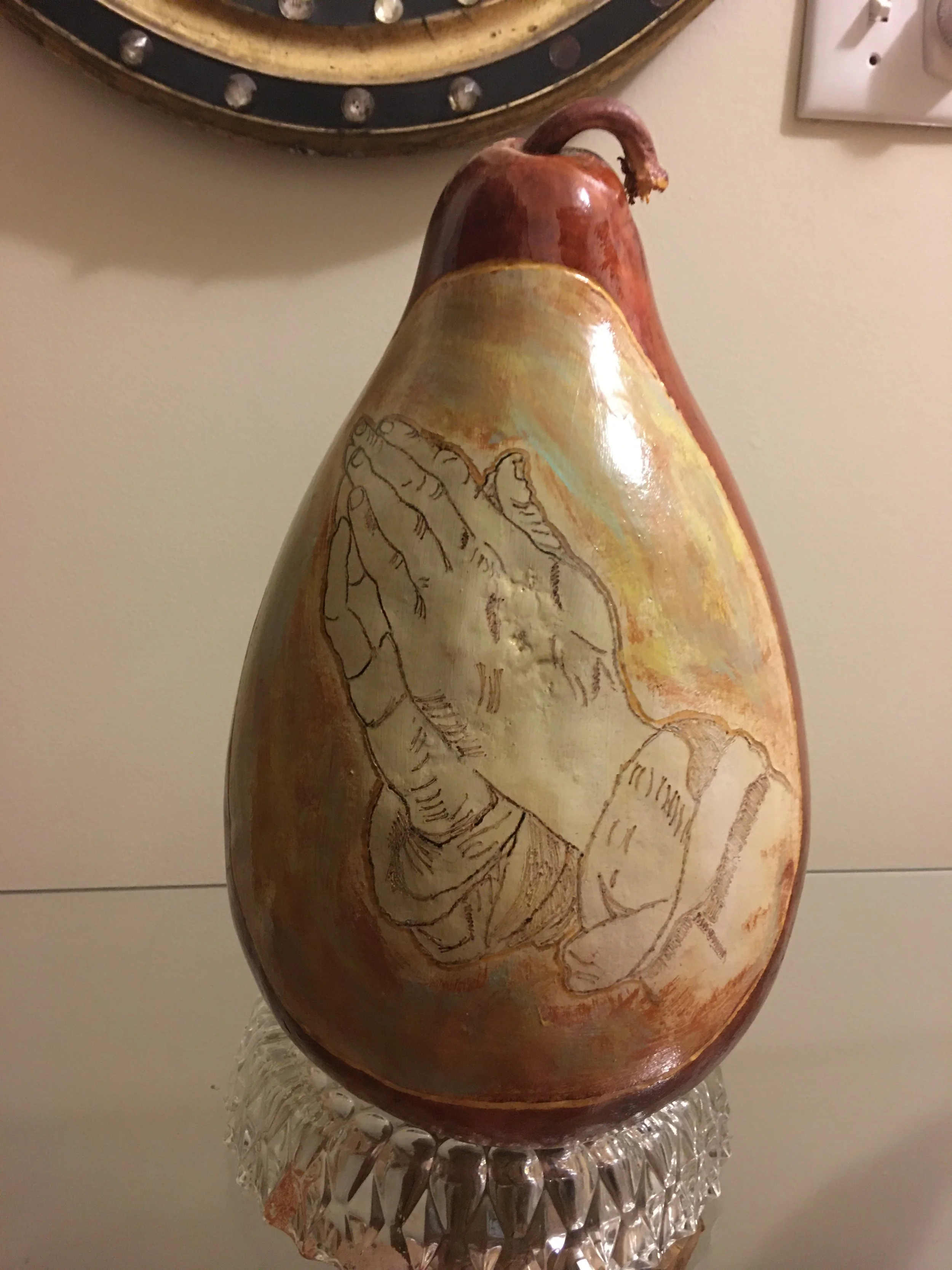 Handcrafted Praying Hands Gourd Decor