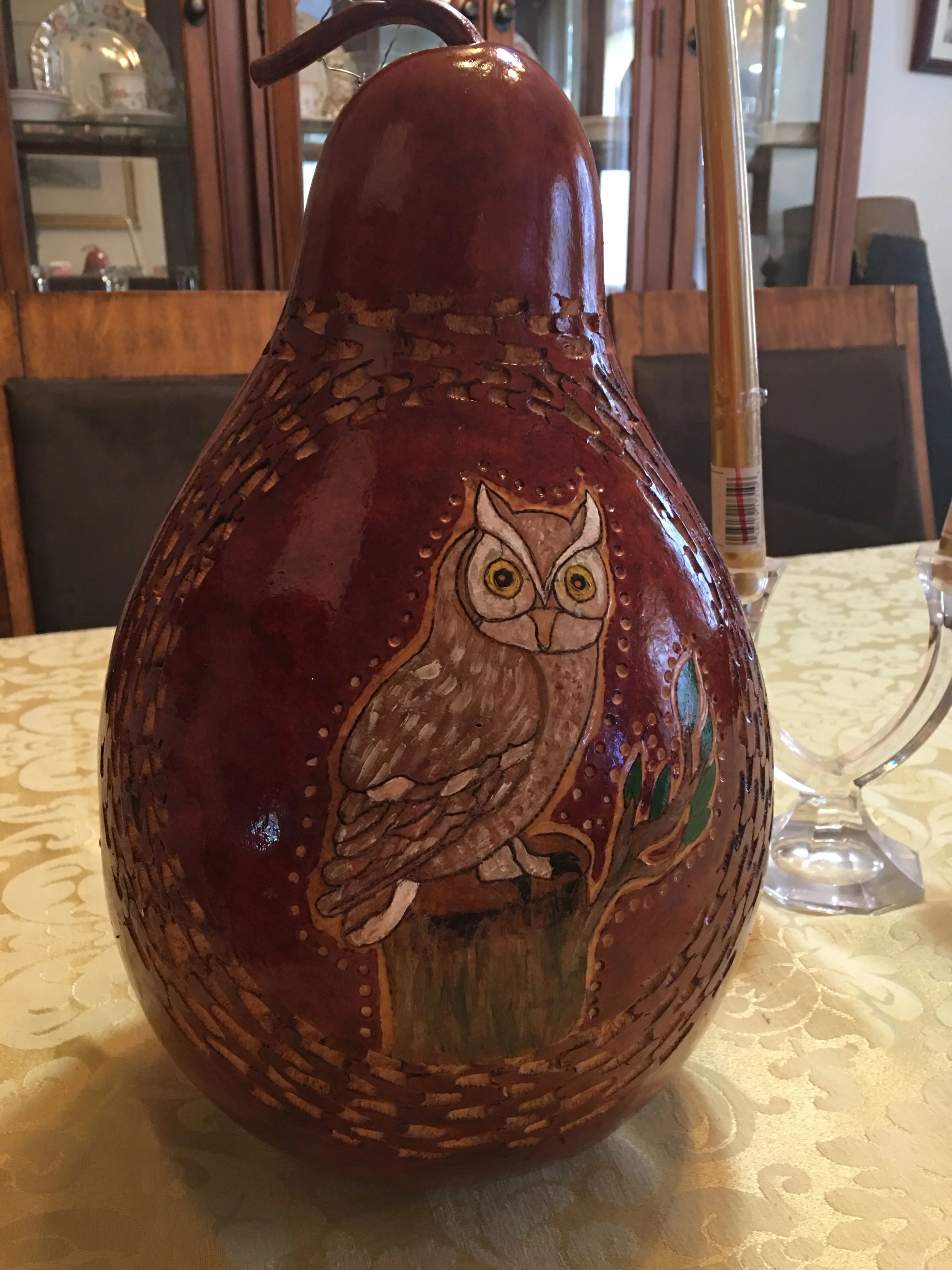 Gourd owl on site