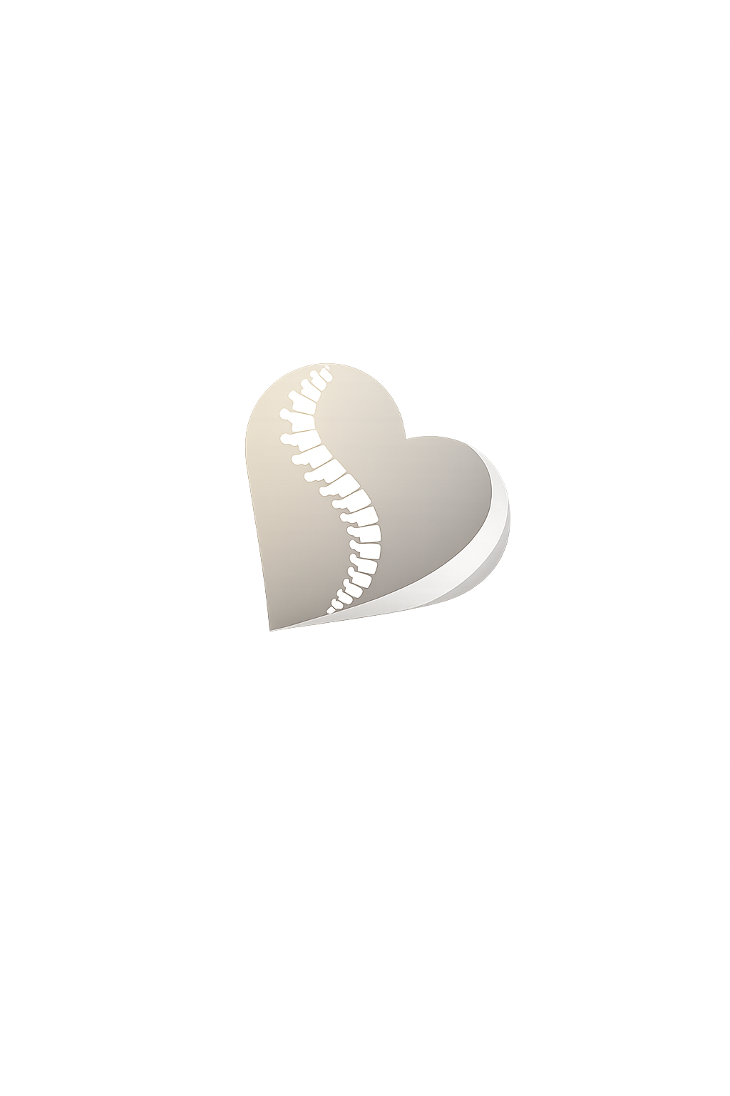 Abstract digital artwork featuring stylized spine and heart icons with vibrant multicolored streaks and light effects.