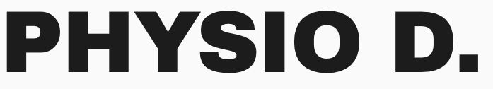 Text that reads 'PHYSIO D' in bold black letters on a white background