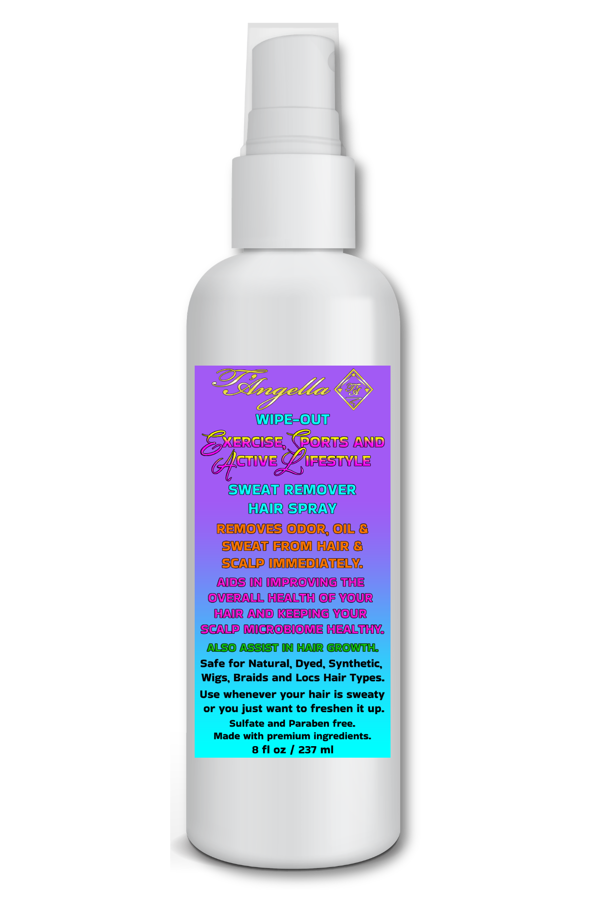 WIPE-OUT EXERCISE, SPORTS AND ACTIVE LIFESTYLE SWEAT REMOVER HAIR SPRAY