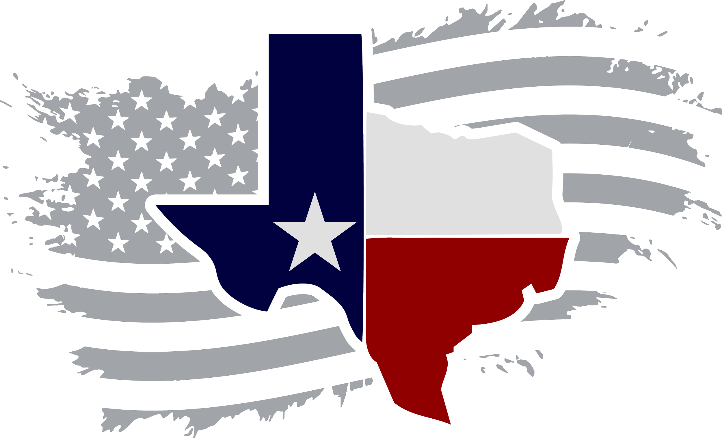 An illustration of the United States map combined with an American flag design. The left side features the flag's stars and blue field, while the right side displays the striped pattern in red, white, and gray.