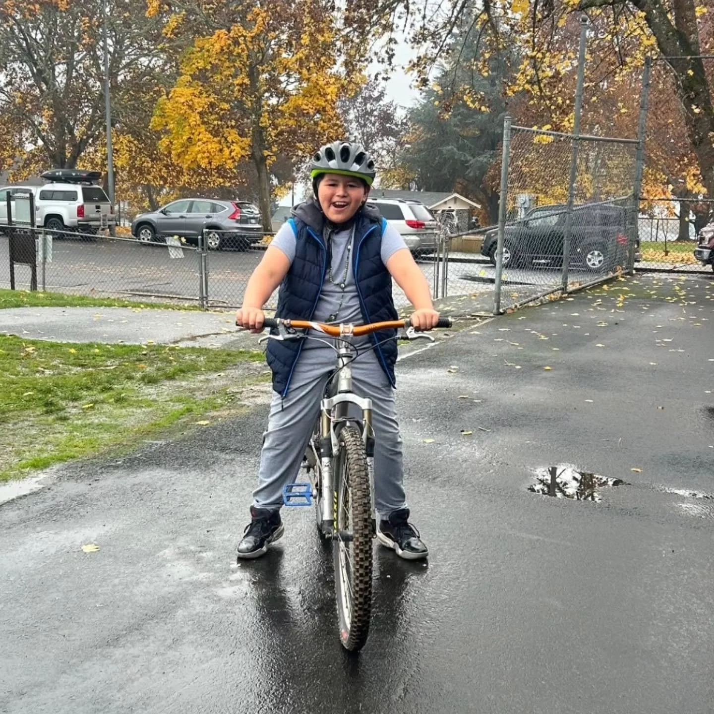 The Trek 8000 series mountain bike was an upper end model for decades, always well made and well equipped. So it didn't take much to get this one rehabbed, and it gave us great pleasure to give it to Ariel here. He was kind enough to write us a thank