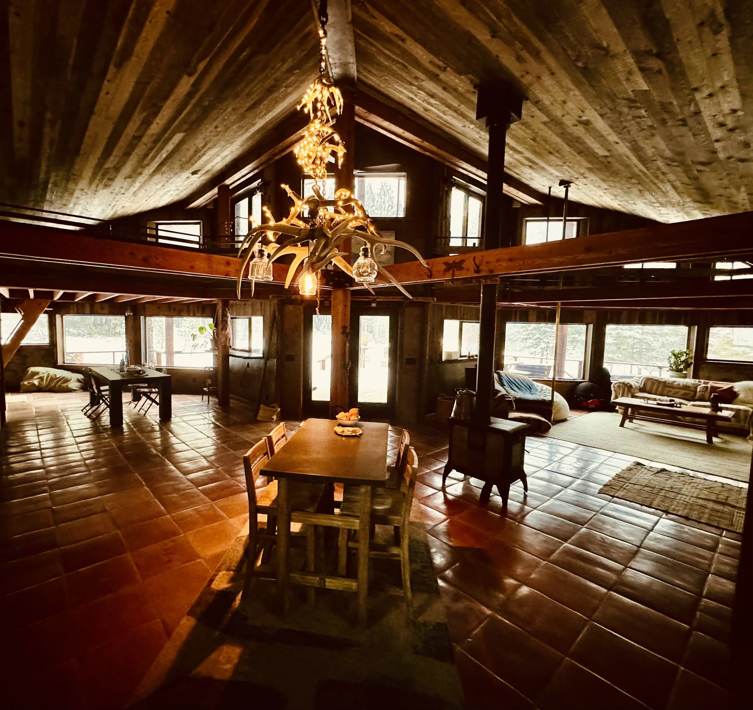 The Lodge is open and spacious. A perfect place for gatherings, eating and cooking gourmet meals.