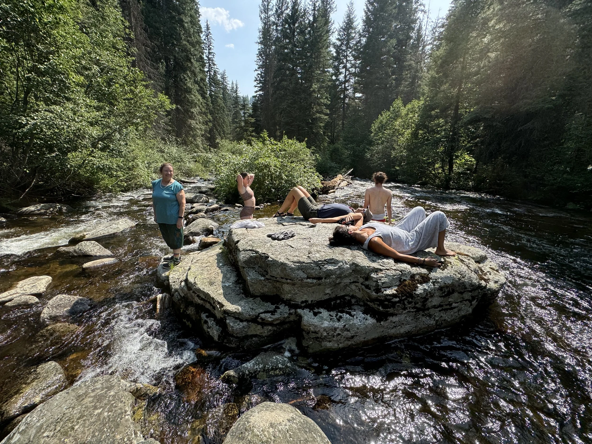 Goose Creek Idaho Retreat participants taking a summer swim.