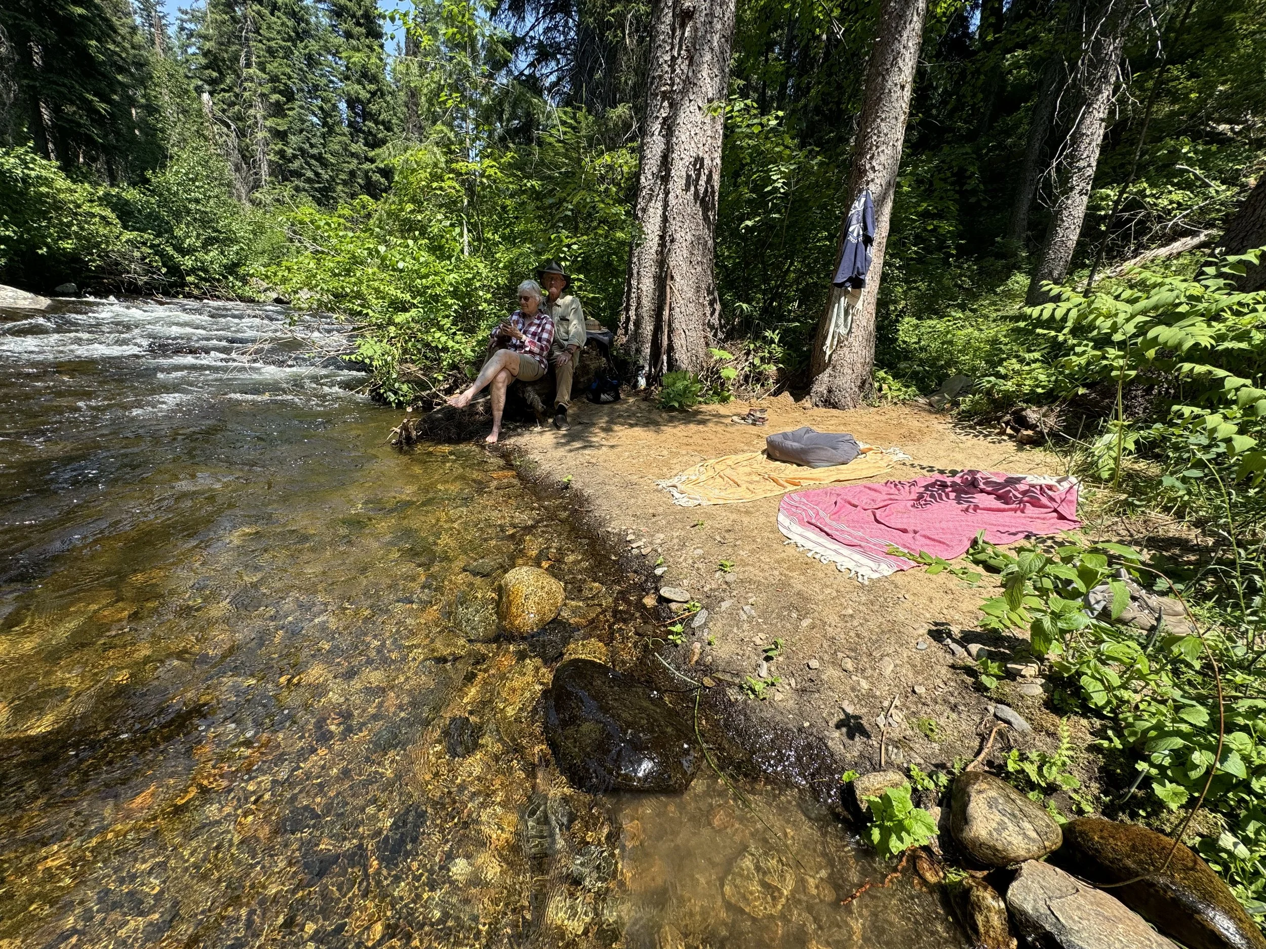 Relaxing along the river at the beach.