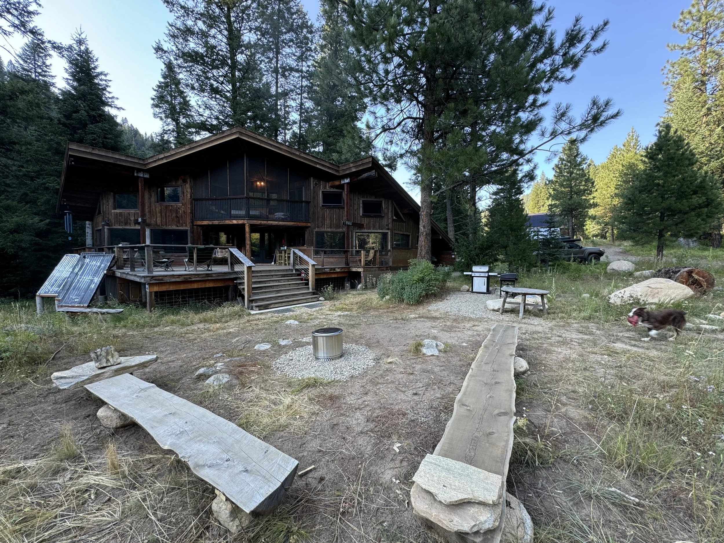 Main Lodge at Goose Creek Haven. Made of milled Tamarack from the site.