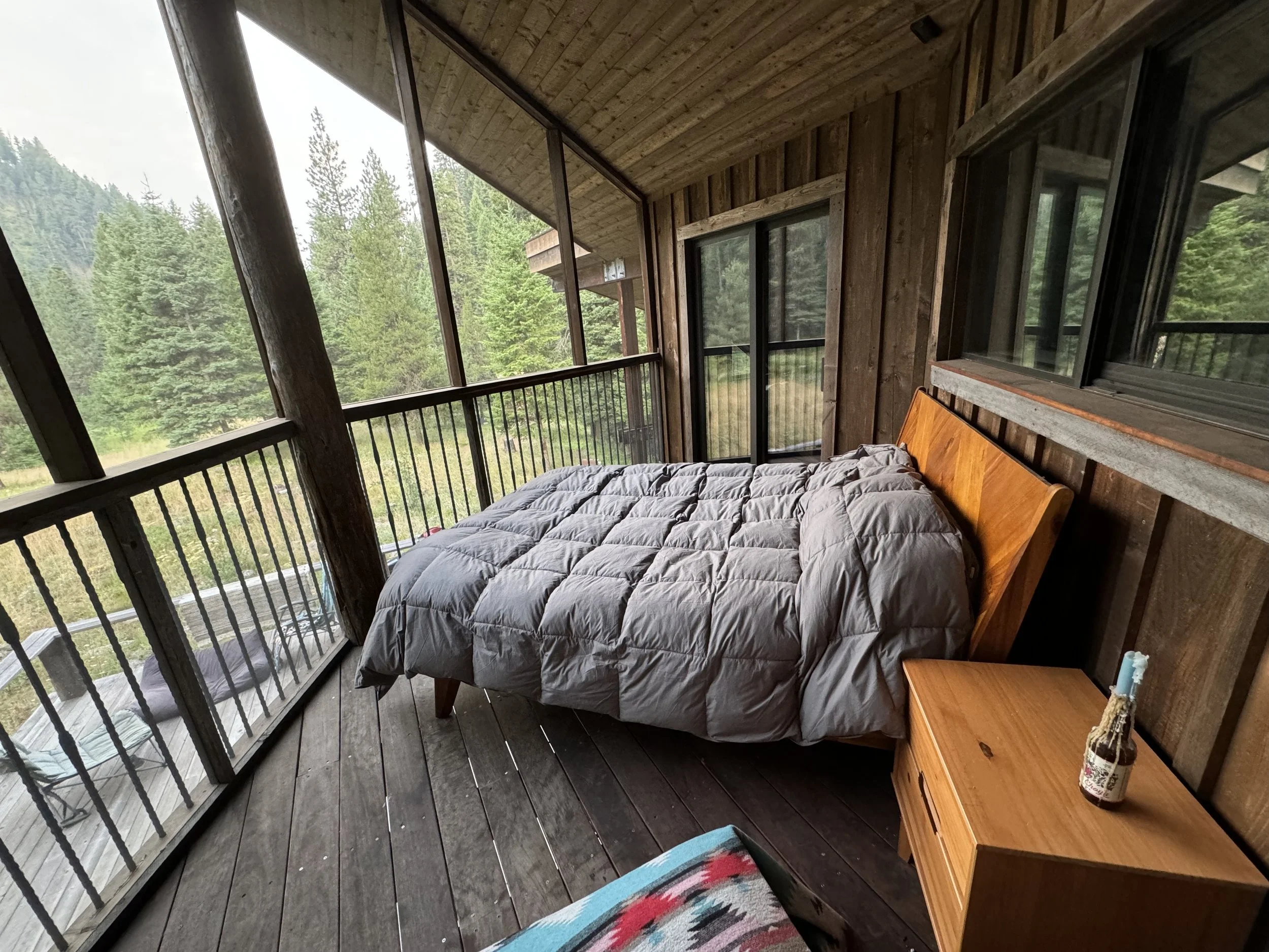 Screened in porch at the lodge.