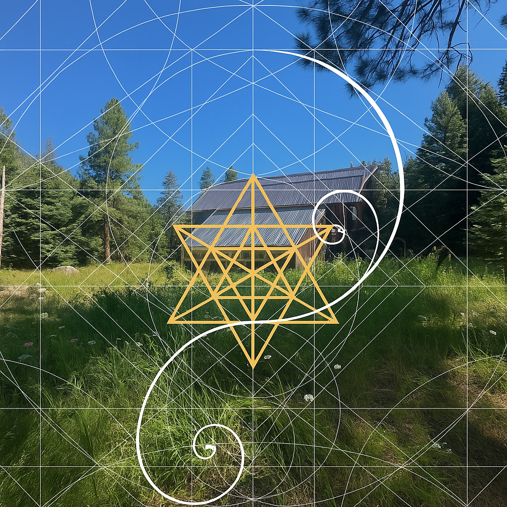 Sacred Geometry overlayed on the Barn at Goose Creek Haven.