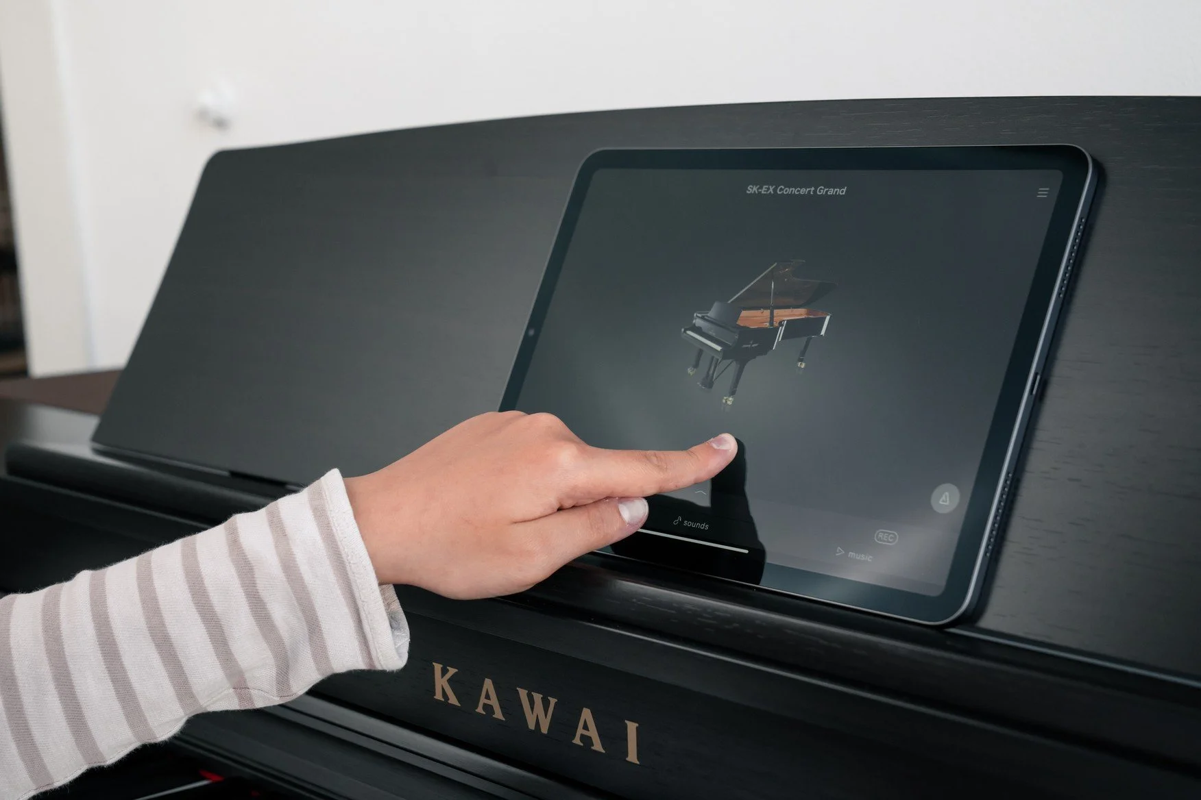 KAWAI CN301 with ipad on music desk