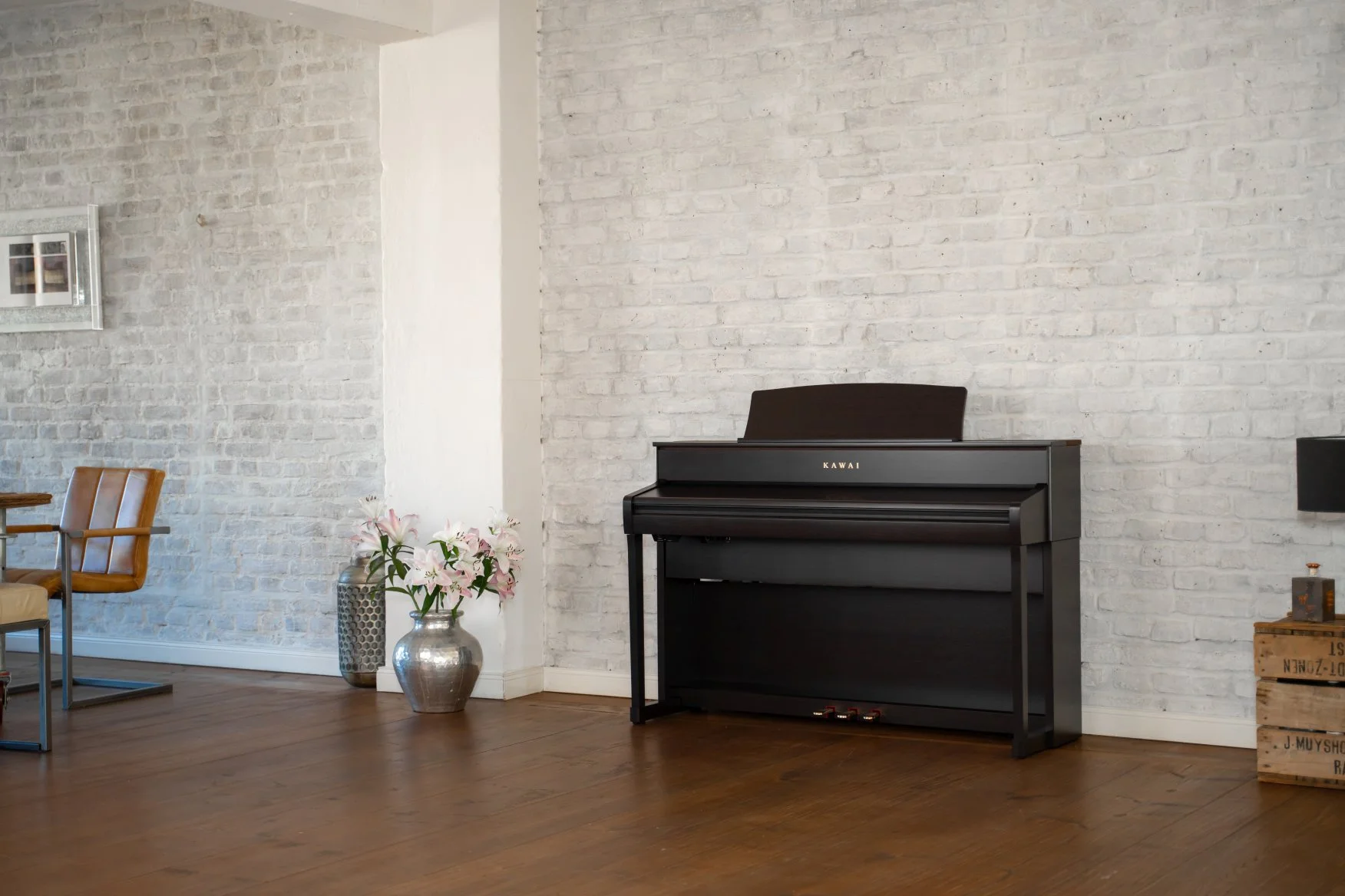 Kawai CA701 Digital Piano in living room with lid closed