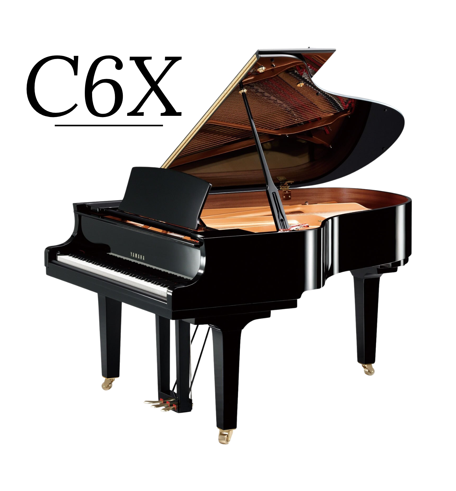 Yamaha C6X Grand Piano White Background Lid Open