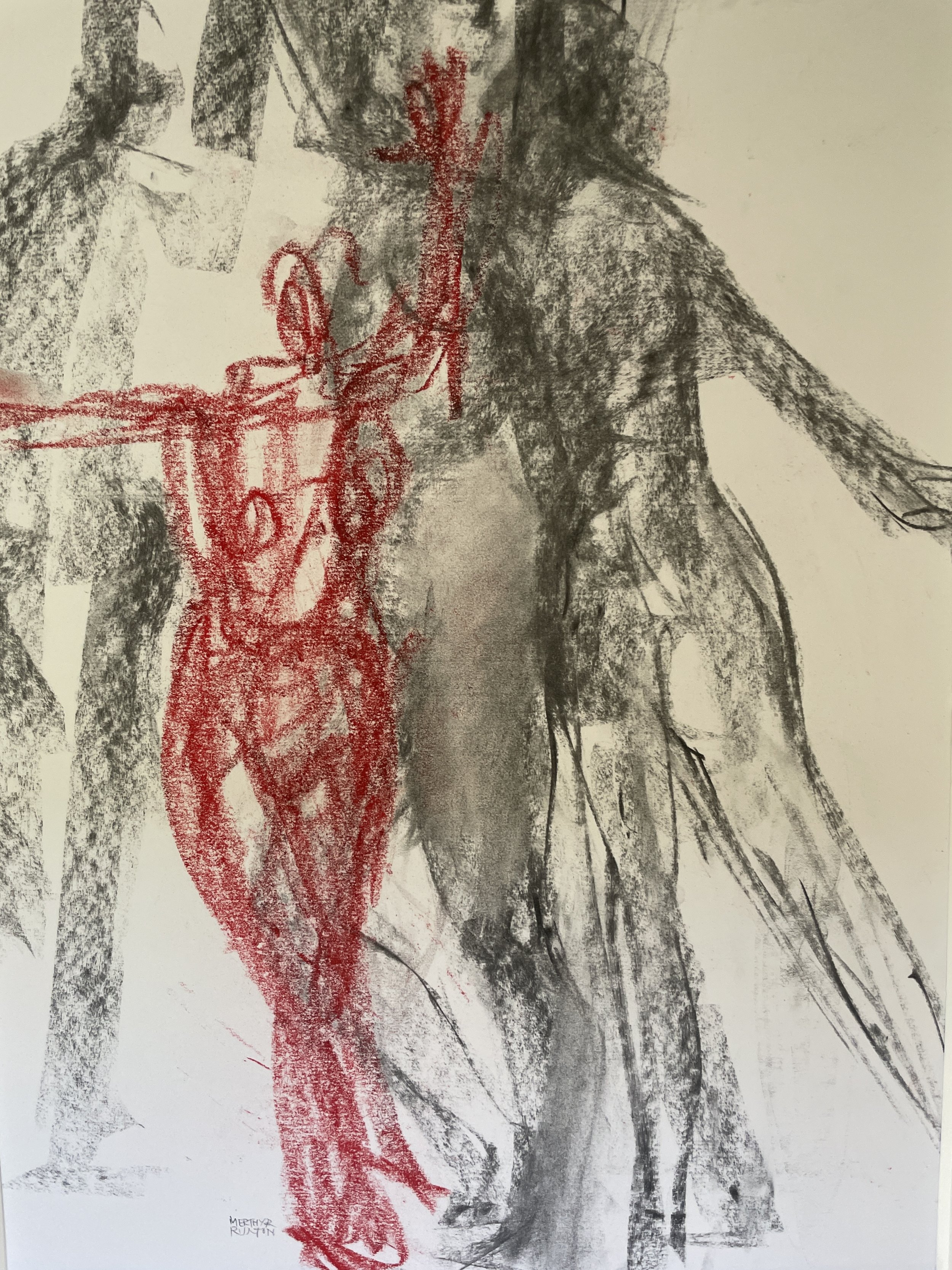 7. Nude study in movement on cream paper.