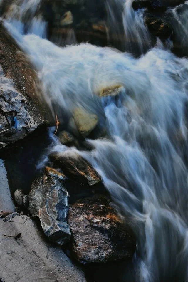 close up of a waterfall over rocks