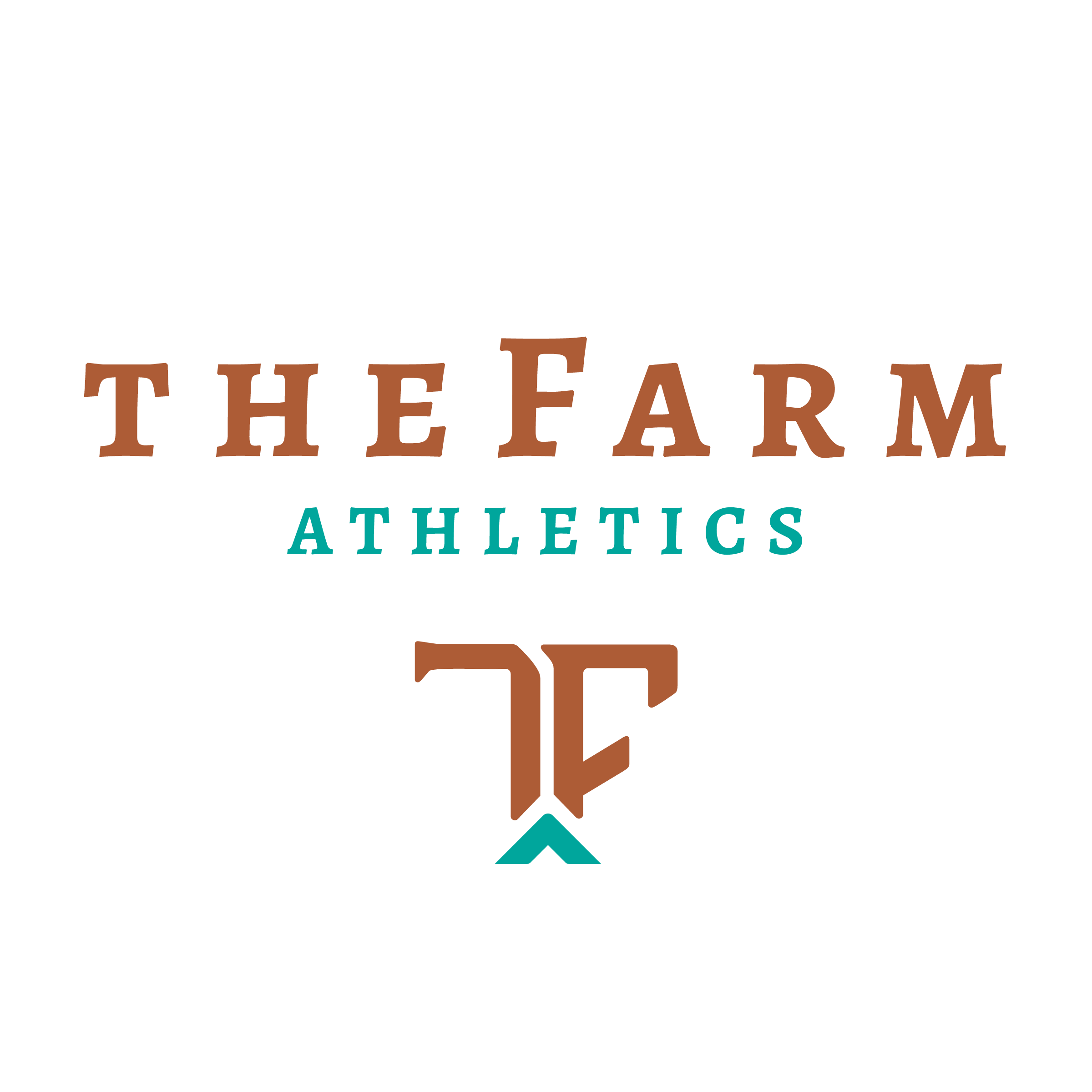 Logo for The Farm Athleetics, featuring a stylized arrow design and bold text.