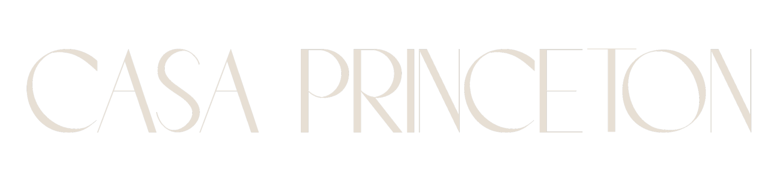 Black background with the text "Casa Princeton" in elegant, tall, light-colored font.