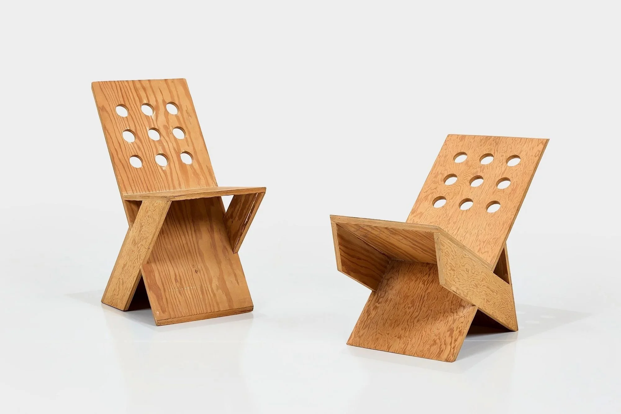 PAIR OF MICHAEL BOYD, PROTOTYPE PERFORATED PLANK CHAIRS