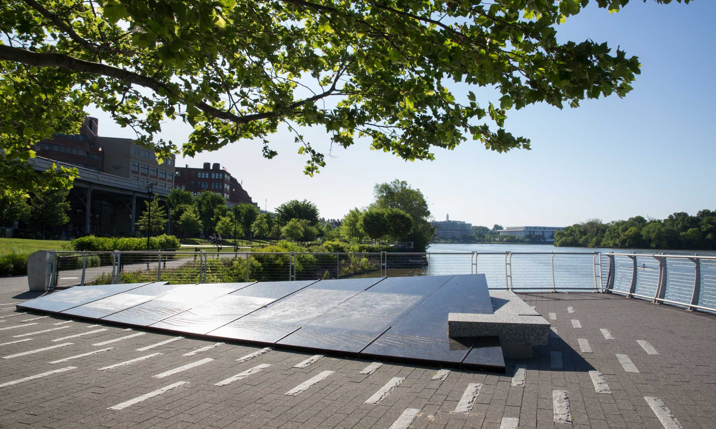 Overlooks - The western section of the park includes three overlooks that offer places  to pause and take in the river. Each overlook features a granite slab etched with scenes from Georgetown's waterfront history. The first looks back at the waterfr