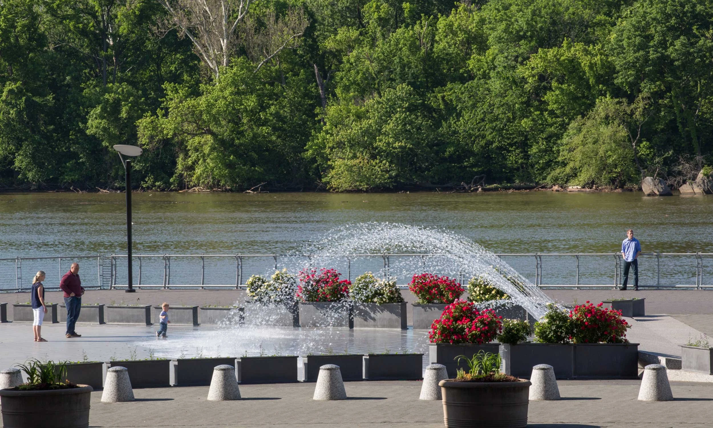 Fountain - The park's signature fountain is located at the main entrance to the park on Wisconsin Ave., N.W. On warm days the fountain attracts children who dash through the jets while grown-ups cool their feet nearby. After dark, the fountain is lit