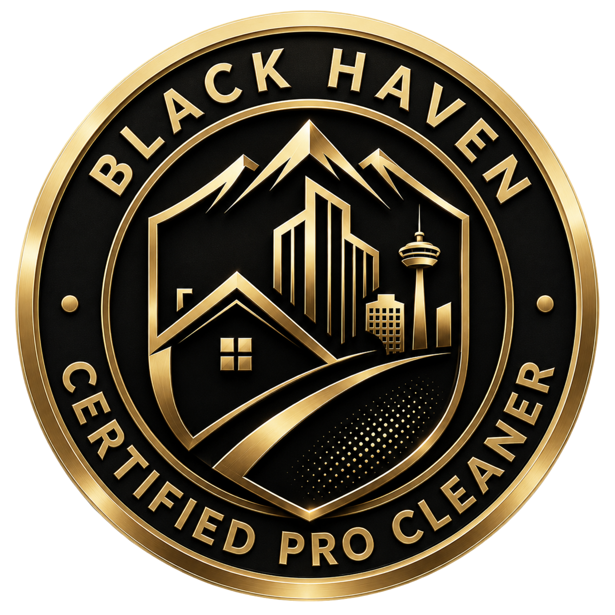 Gold and black emblem with the words "Black Haven Certified Certified Pro"