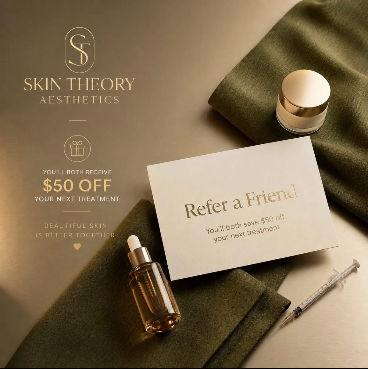 The highest compliment is your referral.
You &amp; your favorite person each receive $50 off your next visit.
We don&rsquo;t believe in gatekeeping good skin, subtle results, or the treatments you genuinely love. 👩🏻&zwj;🐰&zwj;👩🏾👩🏻&zwj;🤝&zwj;?