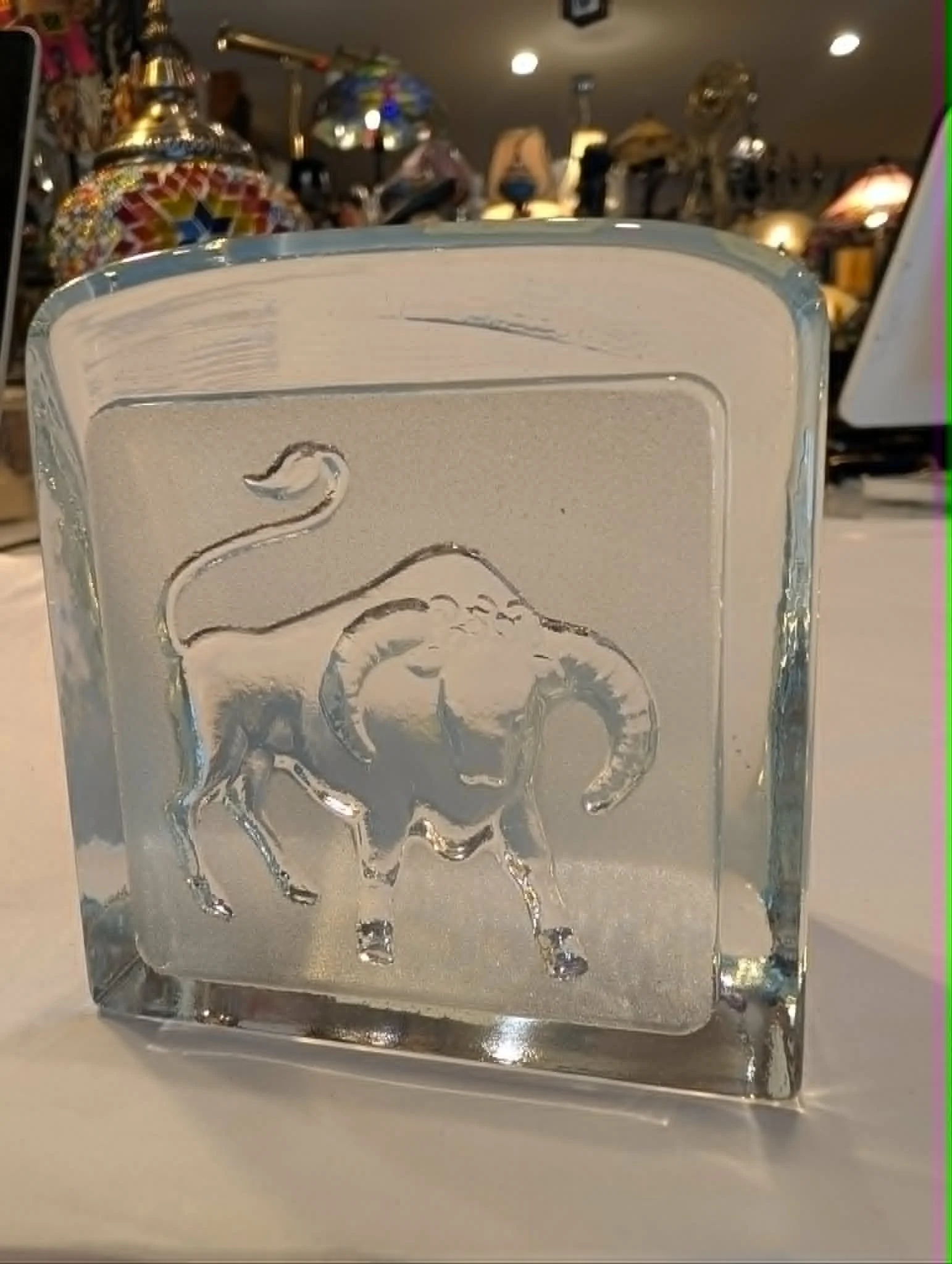 Majestic Ram Embossed Glass Ornament