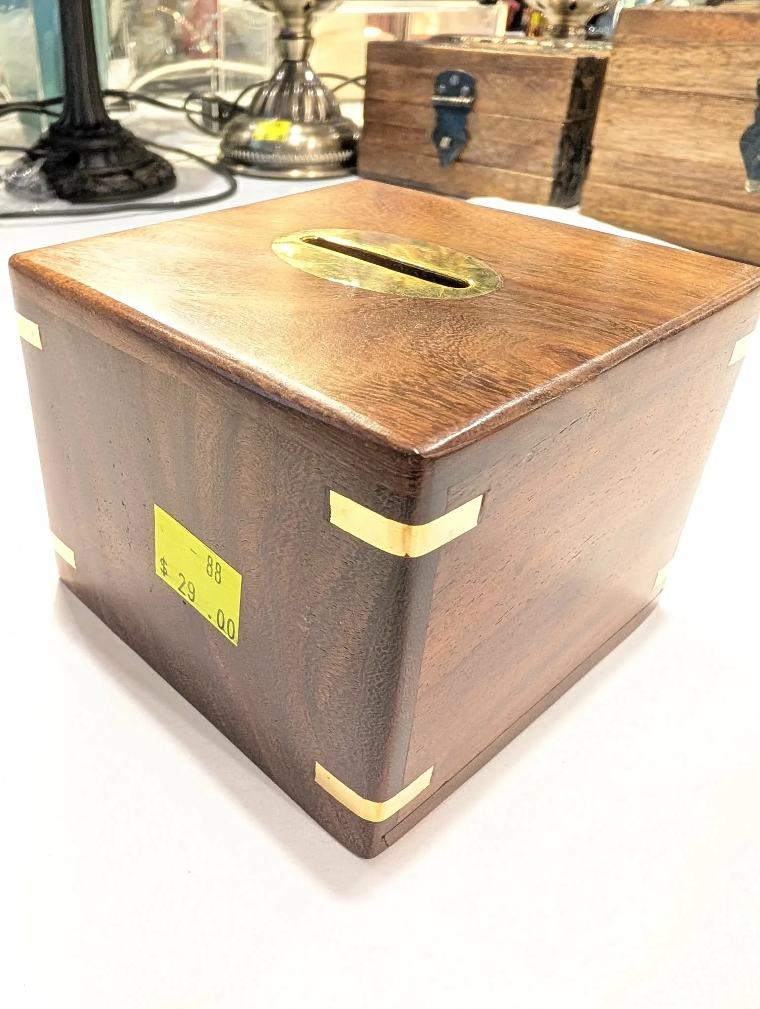 Handcrafted Wooden Storage Box with Brass Accents