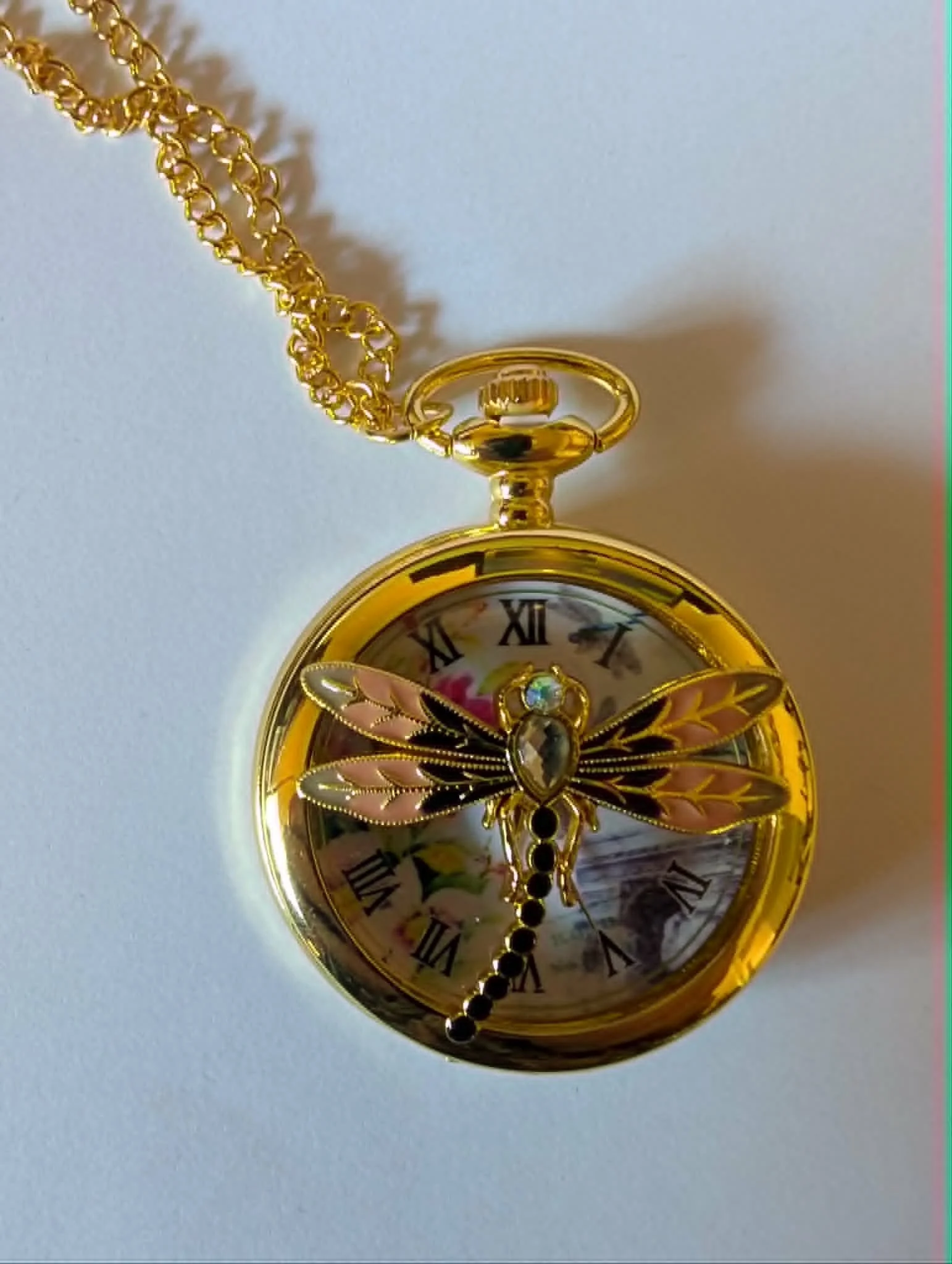 Dragonfly Gold Pocket Watch