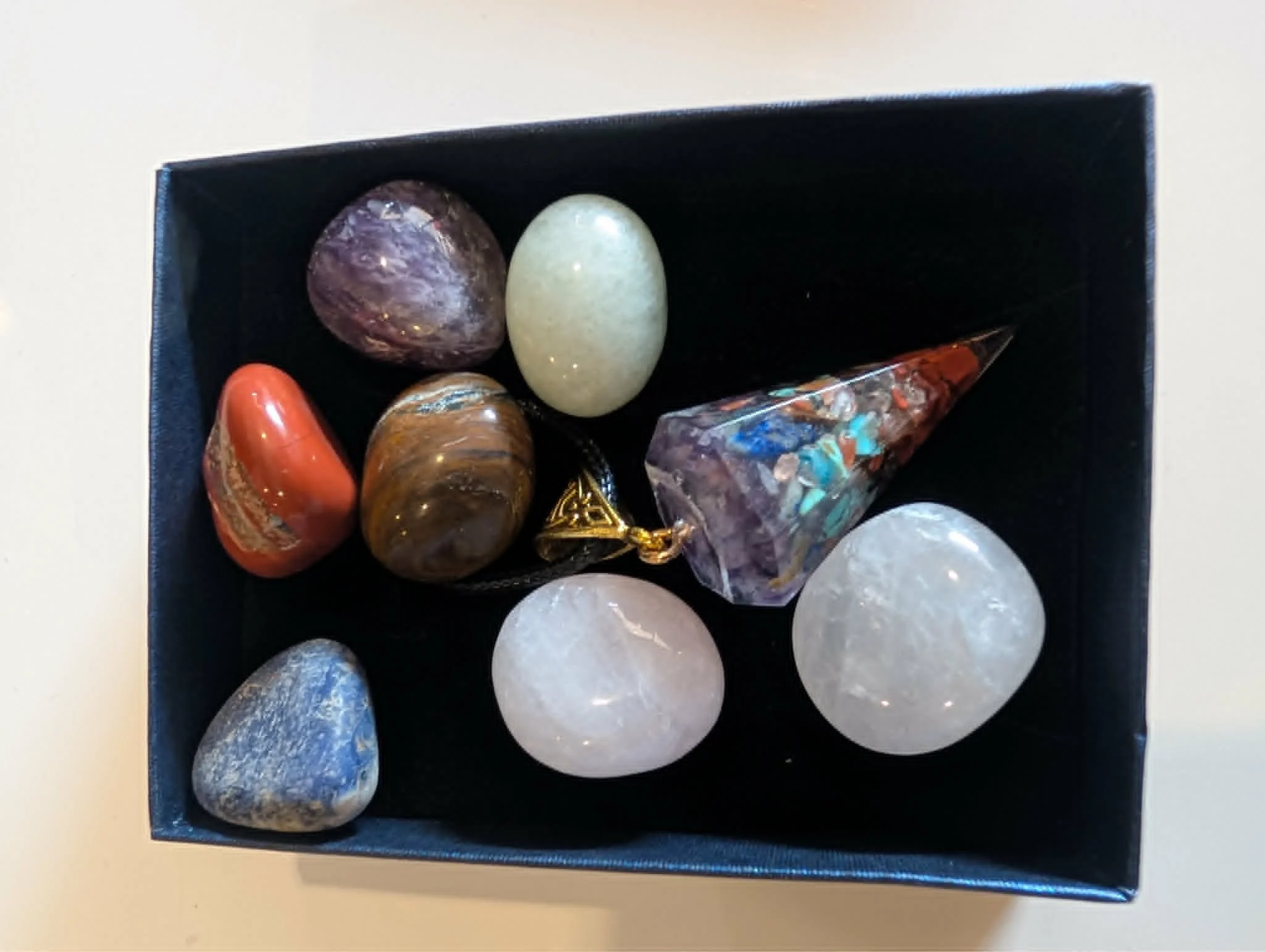Healing Crystal Set with Orgonite Pendulum