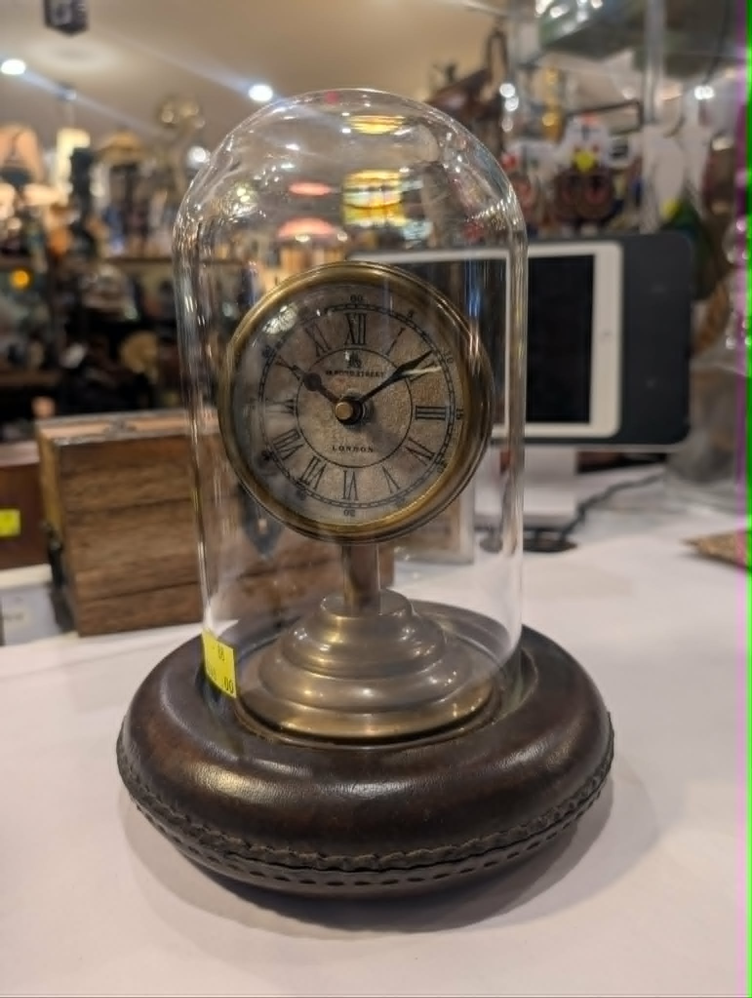 Vintage style Dome Clock with Brass Finish and Glass Cover