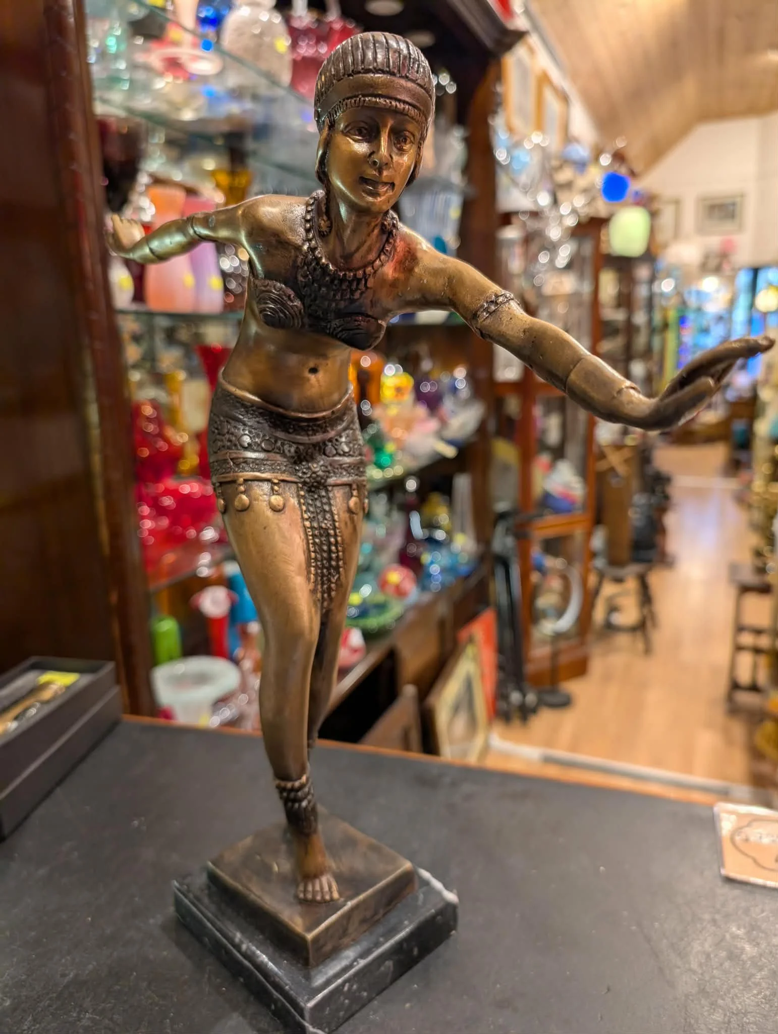 Elegant art deco style Bronze Dancer Statue