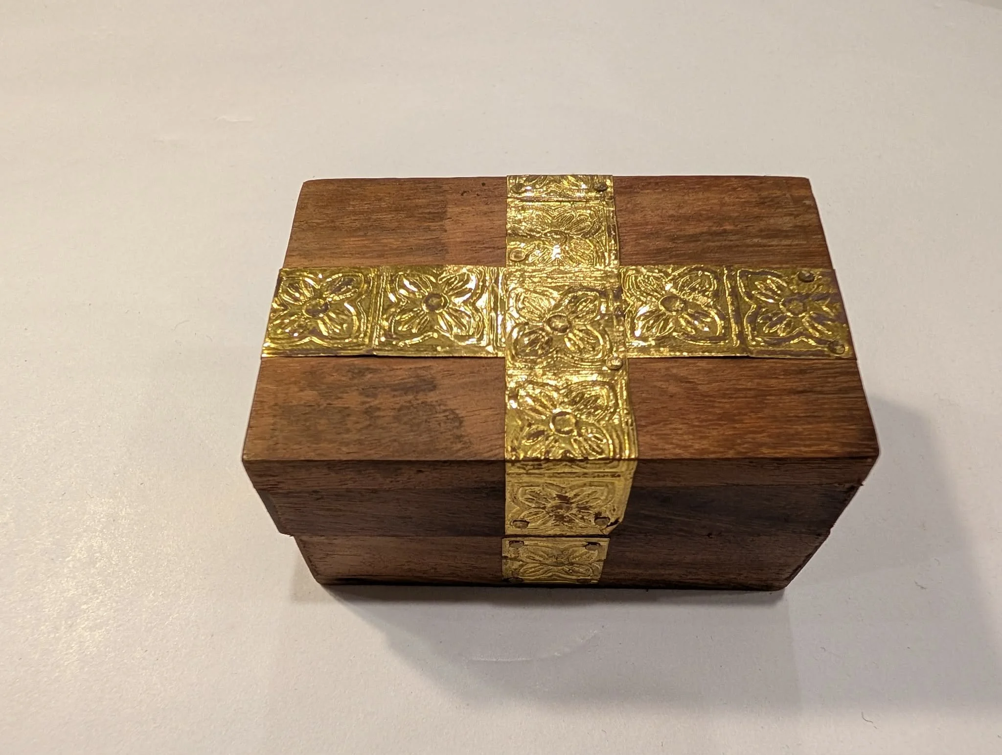 Gold-Accented Handcrafted Wooden MINI Keepsake Box