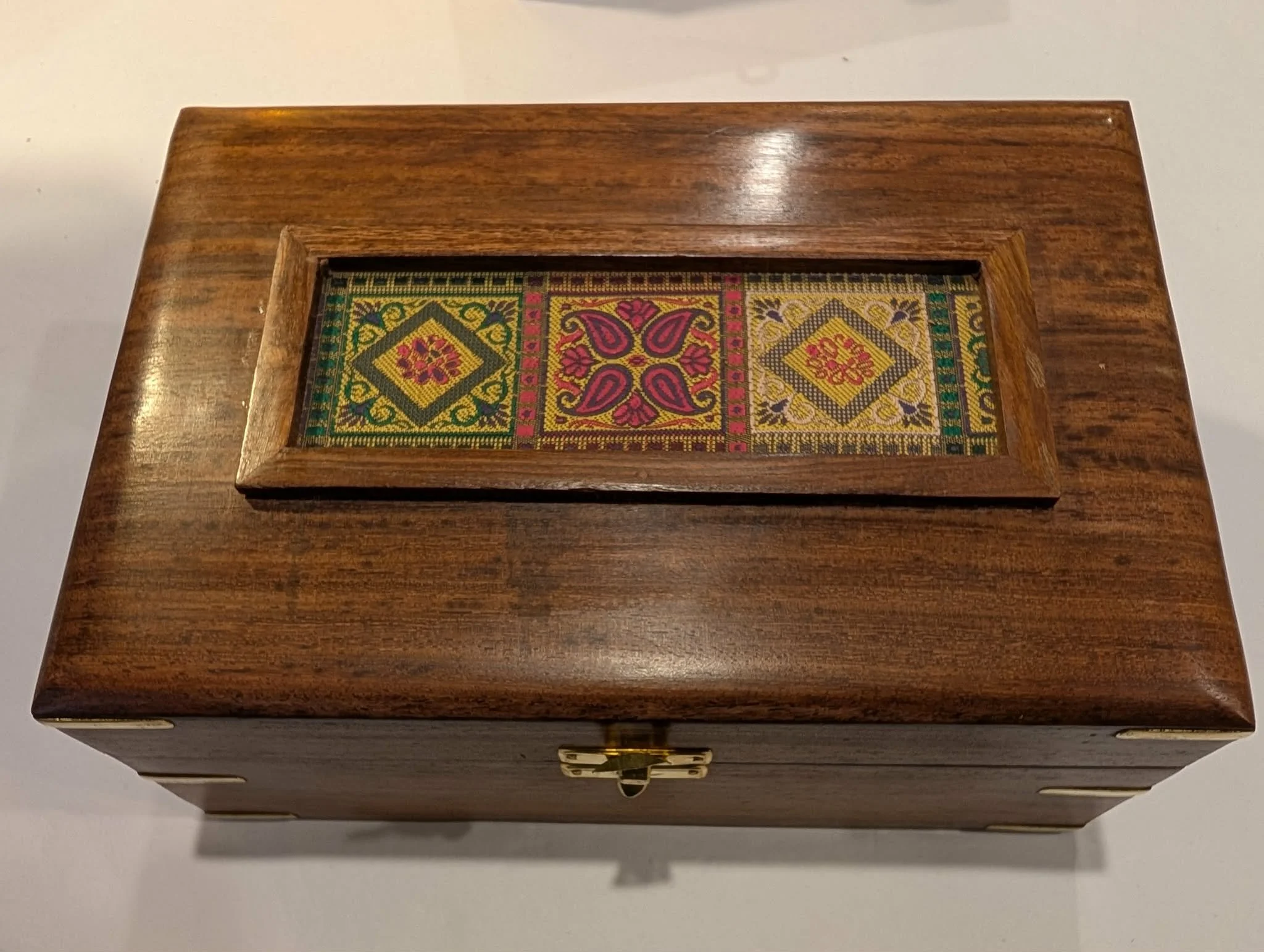 Elegant Embroidered Wooden Keepsake Box