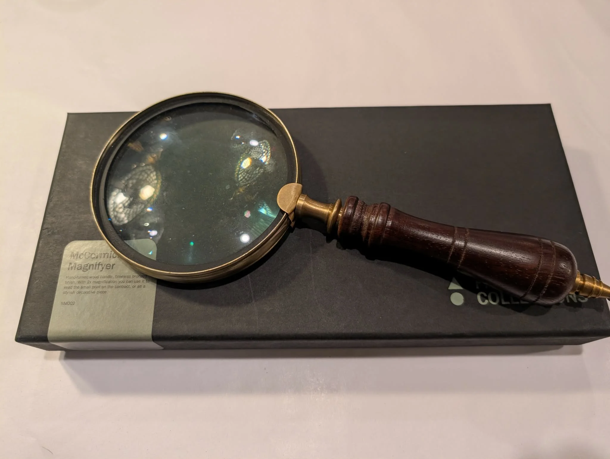 McCormick Vintage style reproduction Brass Magnifying Glass with Wooden Handle