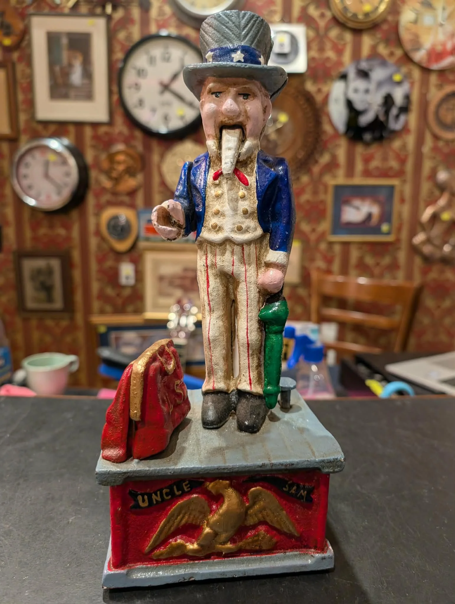 Vintage reproduction - Uncle Sam Mechanical Bank cast iron